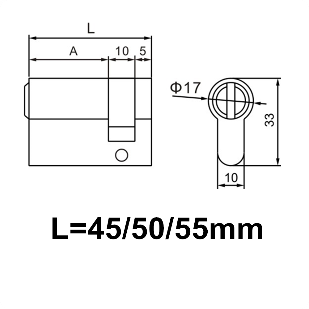 Euro 45-55mm Brass Half Profile Cylinder for Fire Door